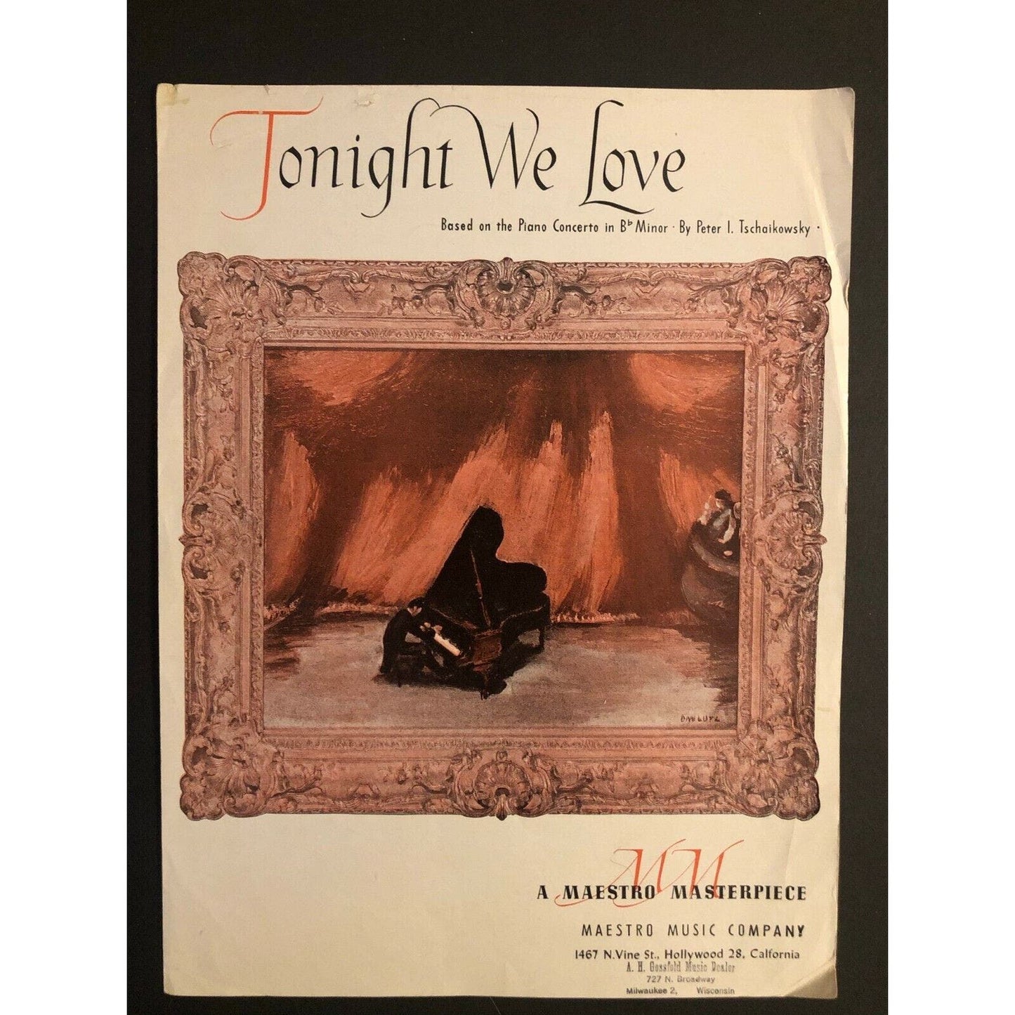 Vintage 1940's Sheet Music "Tonight We Love"