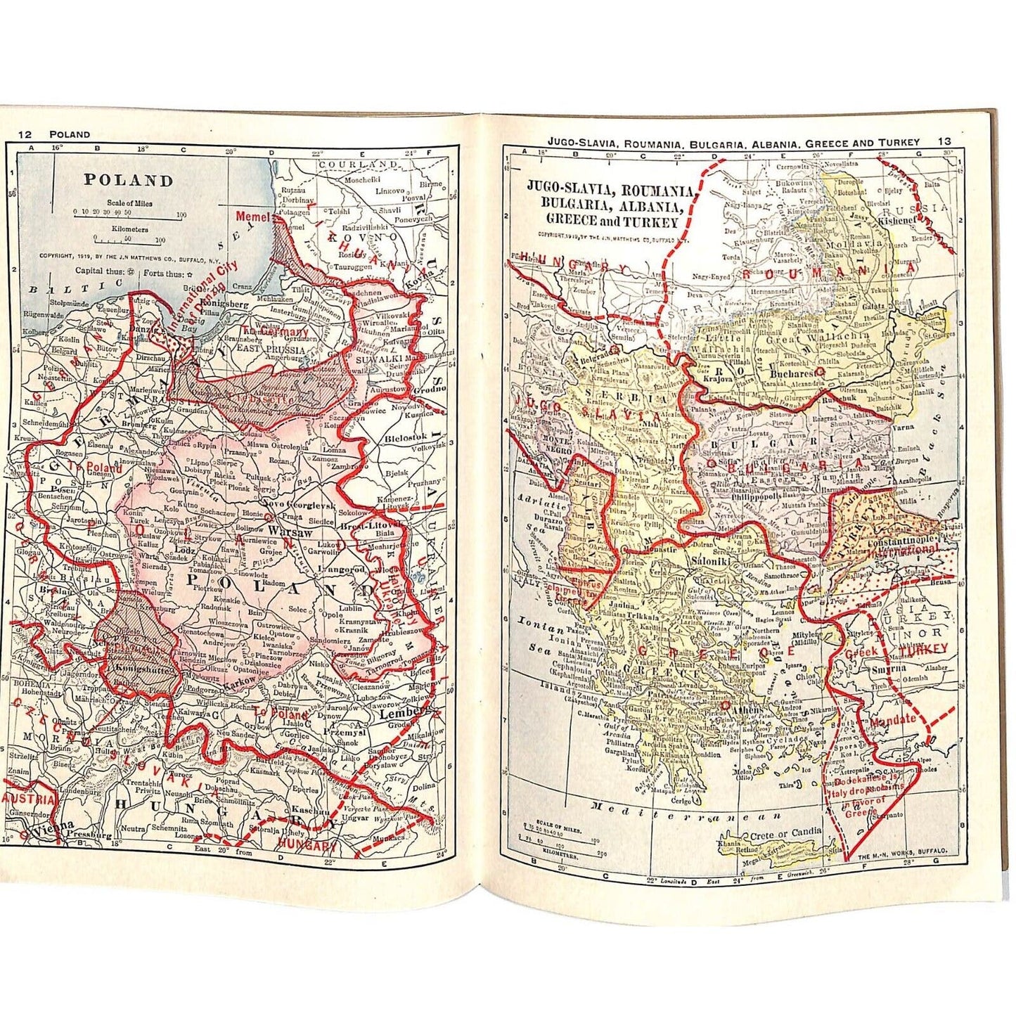 Lovell's "A New Atlas of the World" WWI c1919 SC Book 32pp Maps+++Text pp.