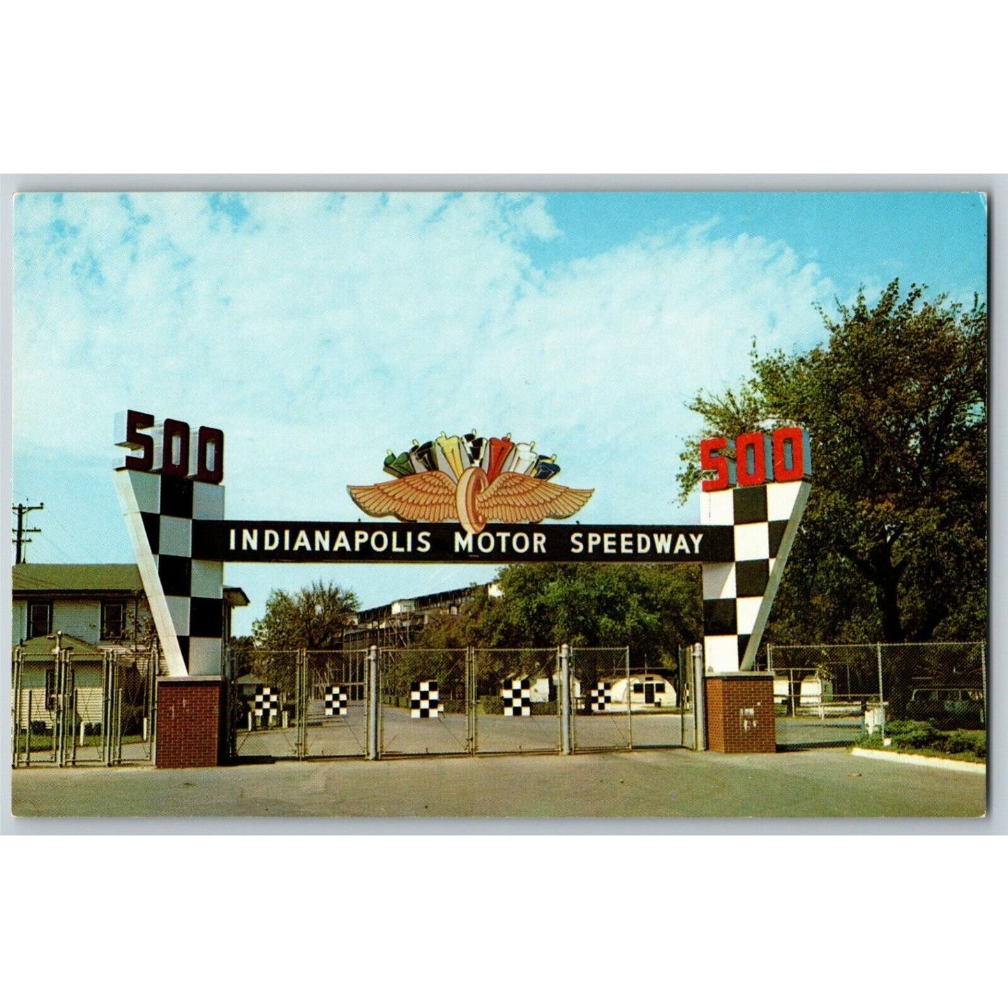 Indy 500 Postcard 1957 "Main Gate - Closed" Unposted - VGC