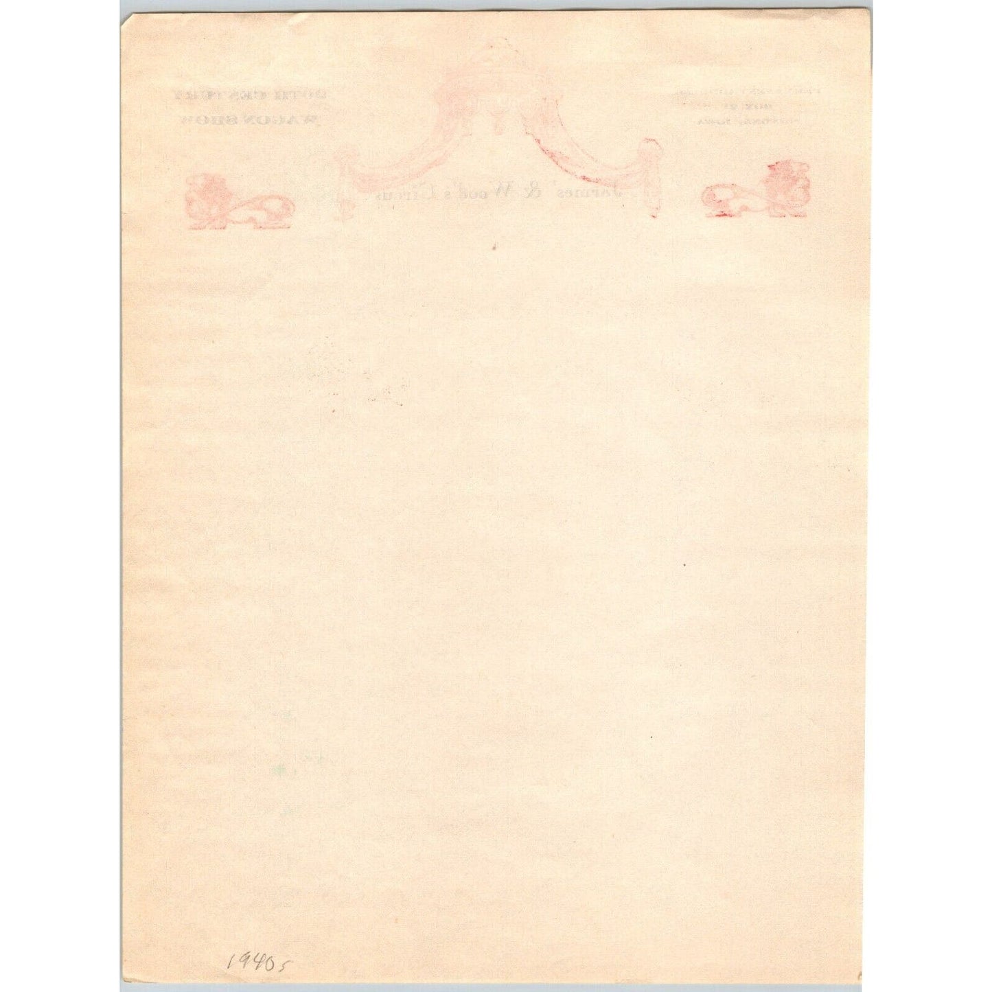 Jarmes' & Wood's Circus Letterhead c1940's "20th Century Wagon Show" Very Scarce
