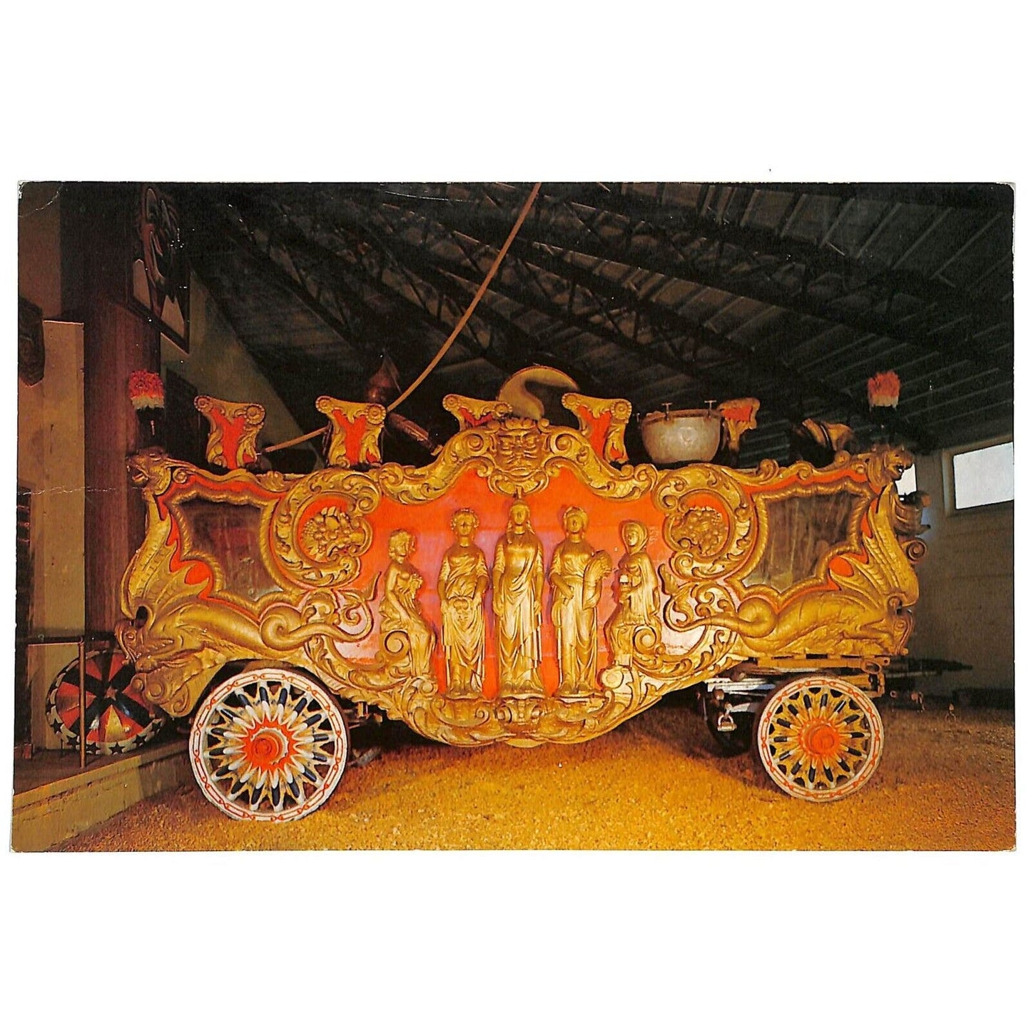 "The Five Graces" Parade Wagon c1954 Giant Postcard 6" x 9" w/ Typed Note Scarce