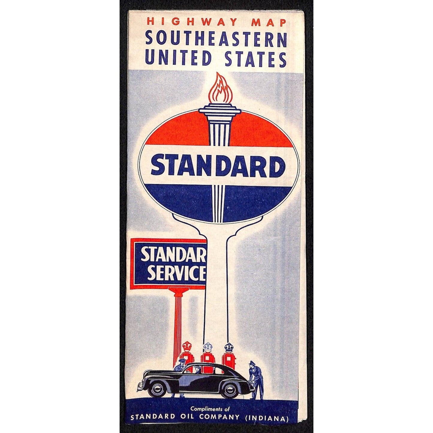 Standard Oil Highway Map of South Eastern United States c1930's 18" x 34" VGC
