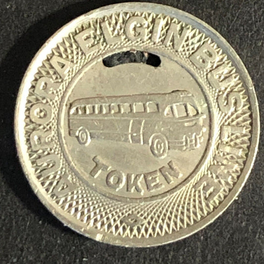 Aurora Elgin Bus Line WM Transit Bus Token c1955 16mm Scarce