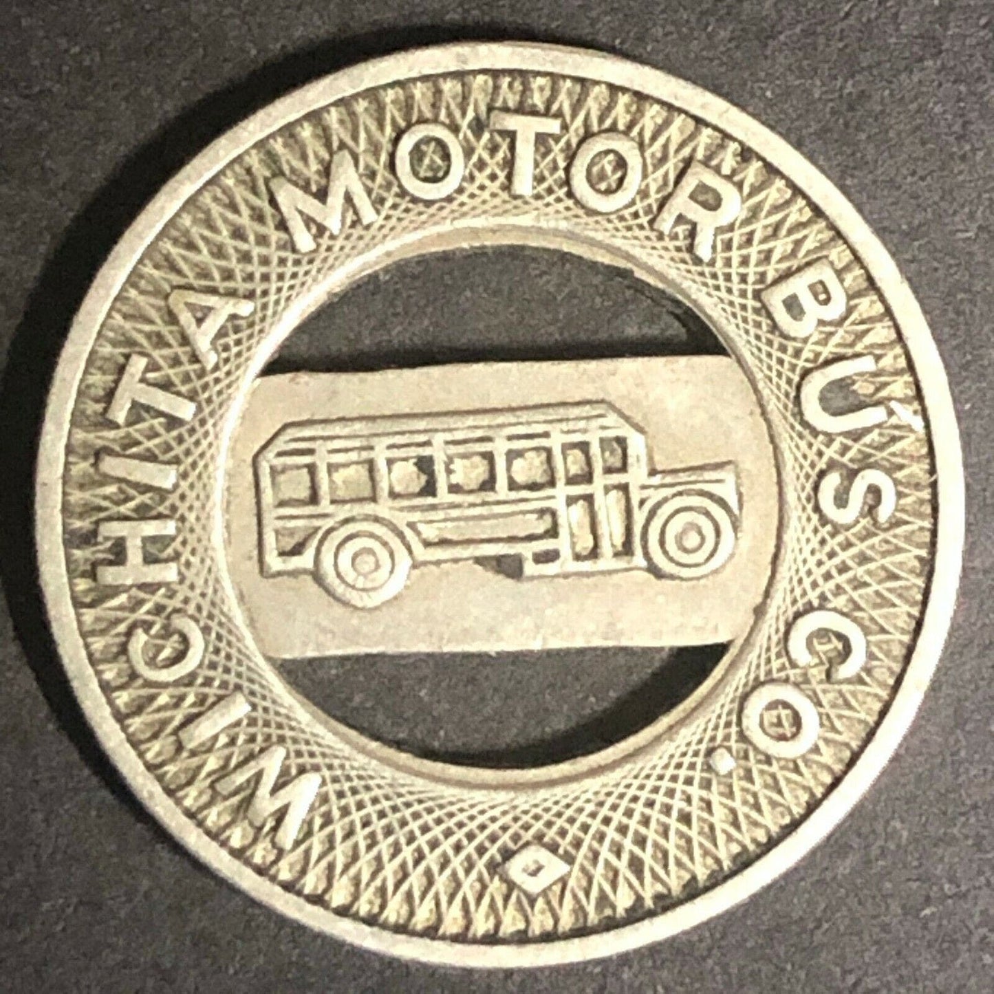 c1940's 20mm Wichita Motor Bus Co. G/F One Fare Brass Transit Token KS