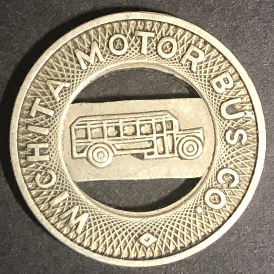 c1940's 20mm Wichita Motor Bus Co. G/F One Fare Brass Transit Token KS
