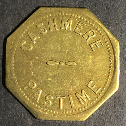 Cashmere Pastime (Washington) Brass - G/F 25c Hexagon Trade Token - 25mm