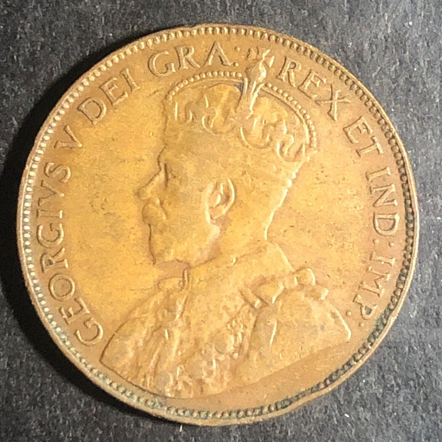 King George V 1929 Newfoundland Large One Cent Coin 25mm