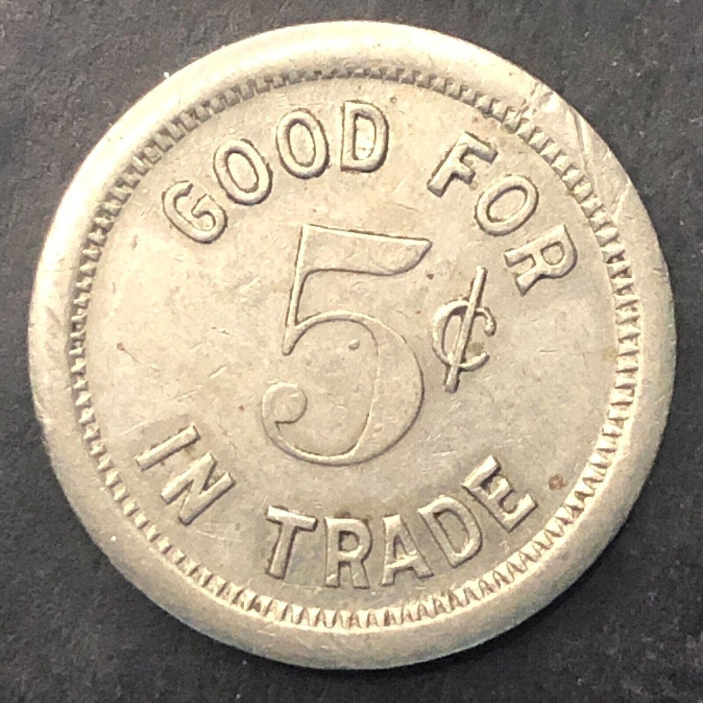 Dunkirk, NY W.J. Peshong (William - d. 1974) G/F 5¢ Trade Token WM 21mm Scarce