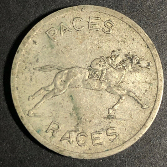 Brass 22.85mm Paces - Races "Good For One Race" Horse / Jockey Token