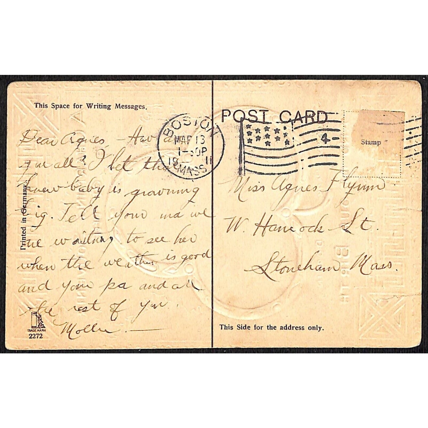 Ireland Postcard Phoenix Park Dublin Land of Our Birth Embossed PM 1911