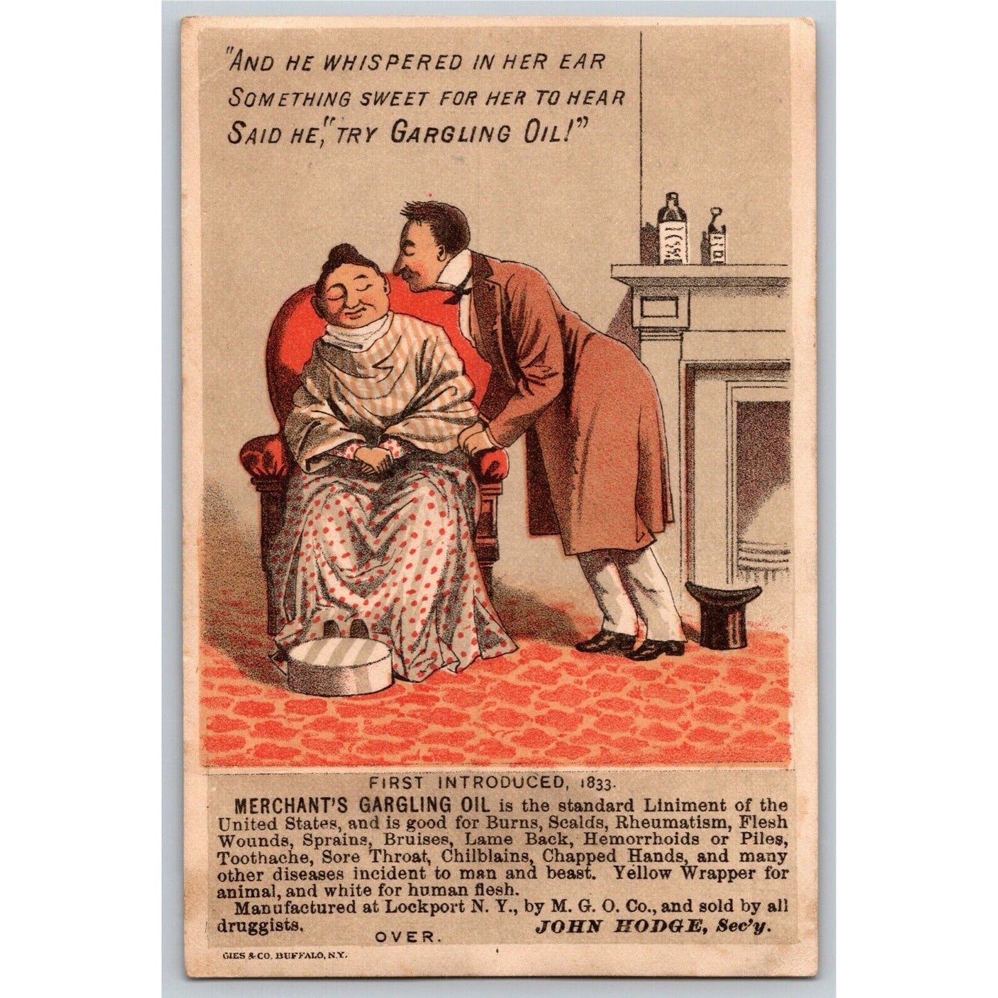 Merchant's Gargling Oil & Worm Tablets Wm. A. S. Conrad Victorian Trade Card