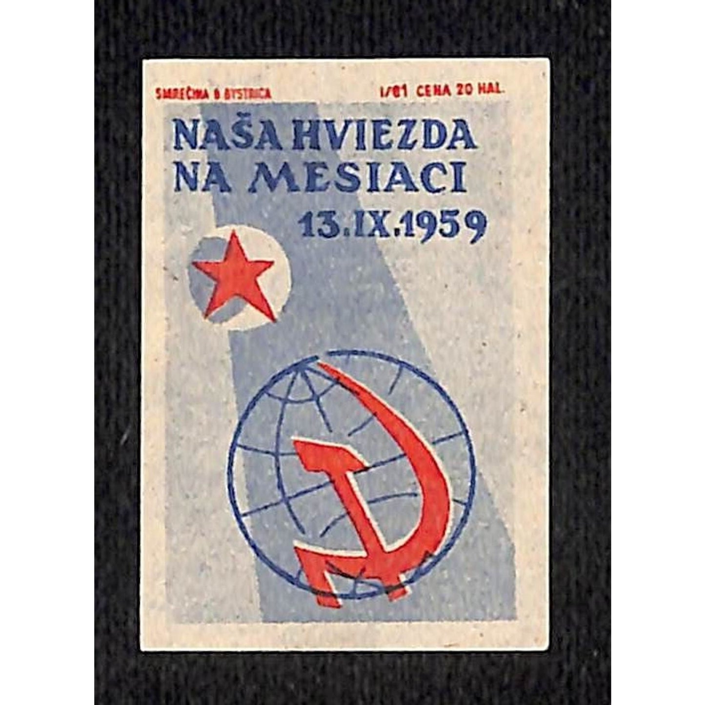 Vintage Matchbox Label Soviet Russia "Our Star on the Moon ?" c1959