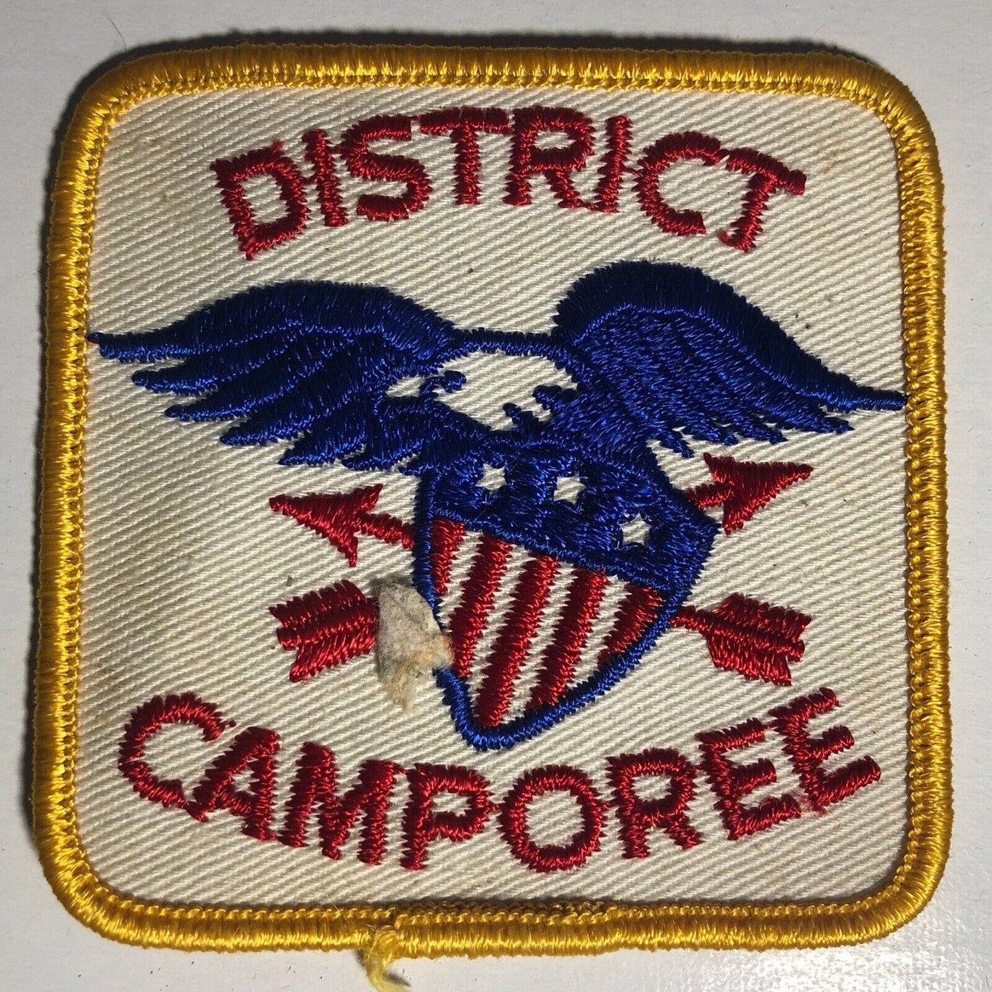 BSA District Camporee Vintage Embroidered Patch c1960's-70's Eagle Flag Shield