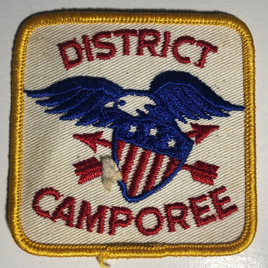BSA District Camporee Vintage Embroidered Patch c1960's-70's Eagle Flag Shield