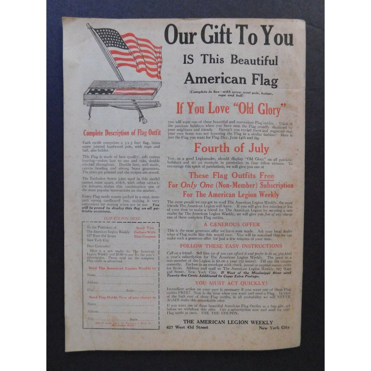 "The American Legion Weekly" May 1924 Memorial Day Edition - 24 pgs