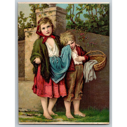 Beggar Children Victorian Trade Card Dr. Jayne's Expectorant Boy and Girl