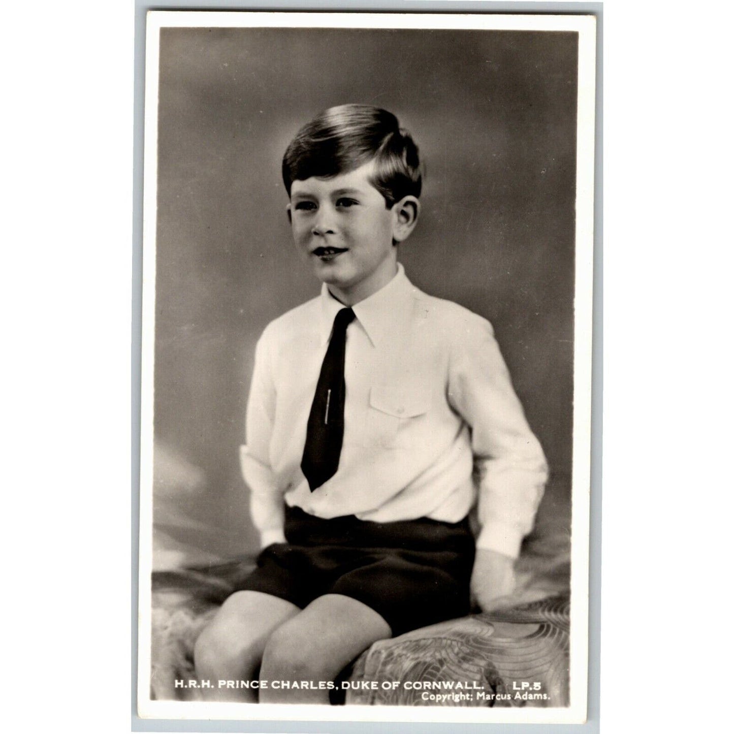 Prince Charles Portrait as a Young Boy in Shorts - RPPC Postcard Unposted