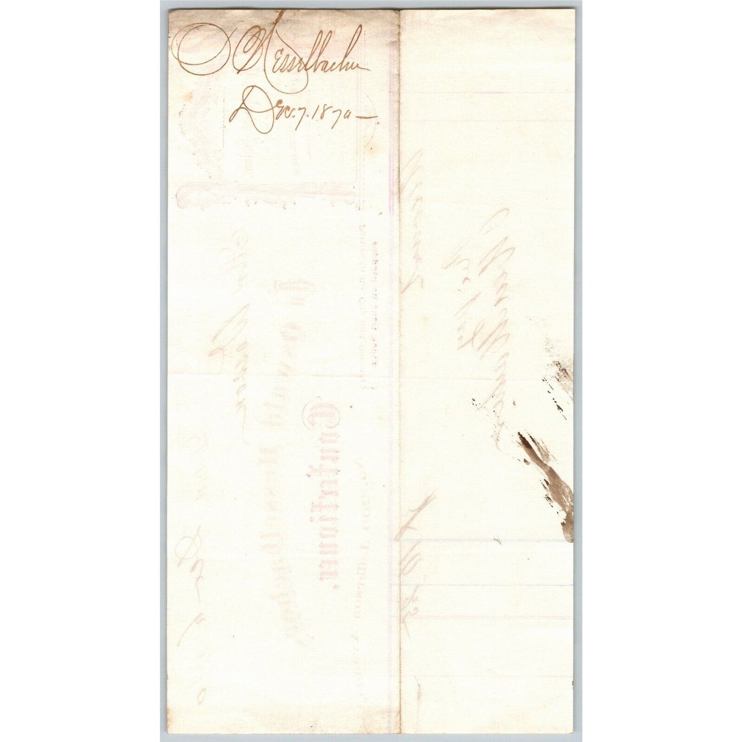 Detroit Letterhead Oswald Hesselbacher Confectioner Saloon for Ladies - 1870 Red