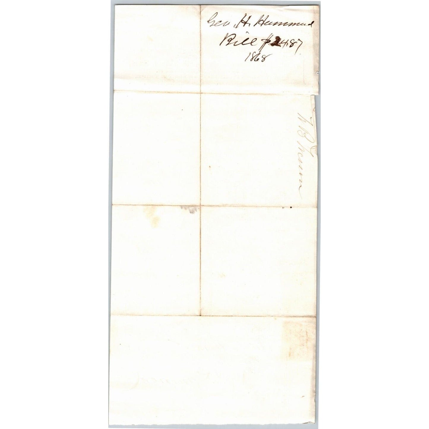Detroit Letterhead Geo. H. Hammond Pork Lard Hams Beef - 1868 w/ Rev Stamp