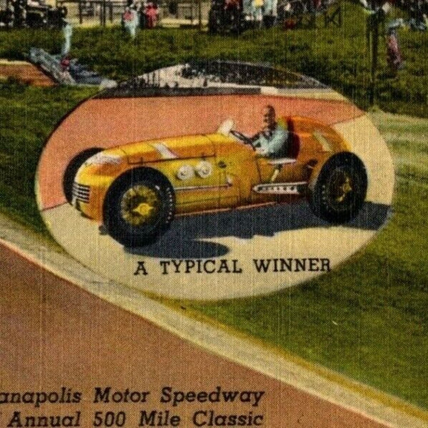 Indy 500 Linen Postcard 1947 ".. A Typical Winner" Unposted VGC