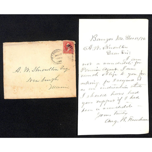 Newburgh, ME Amos W. Knowlton* 1896 Bangor ALS "Support if I Were a Candidate"