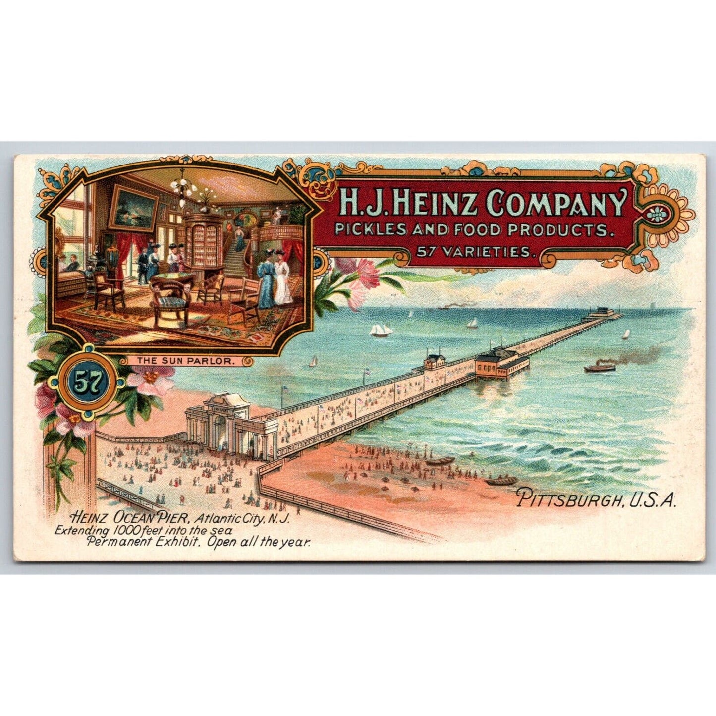 Heinz Ocean Pier "The Sun Parlor" Advertising Postcard UDB UP c1906 VGC