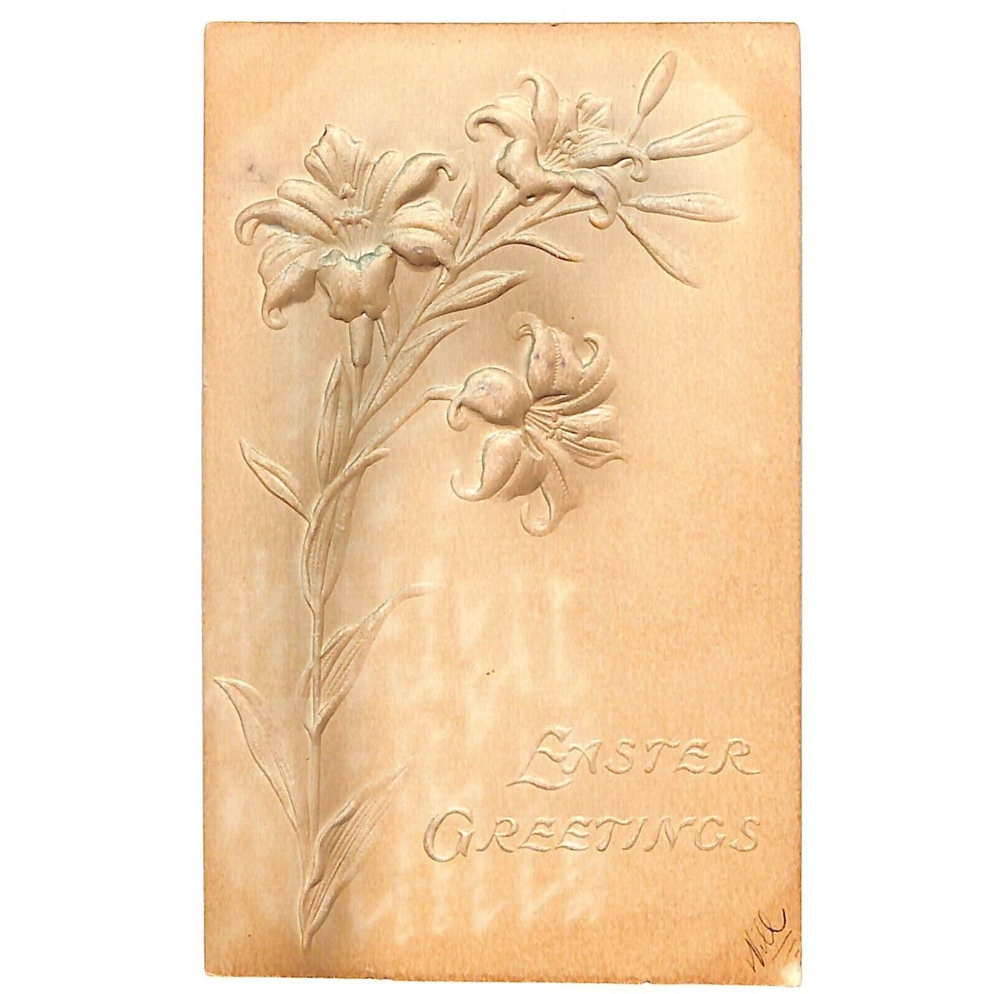 Easter Postcard "Easter Greetings" Floral High Relief Embossing Undivided c1906