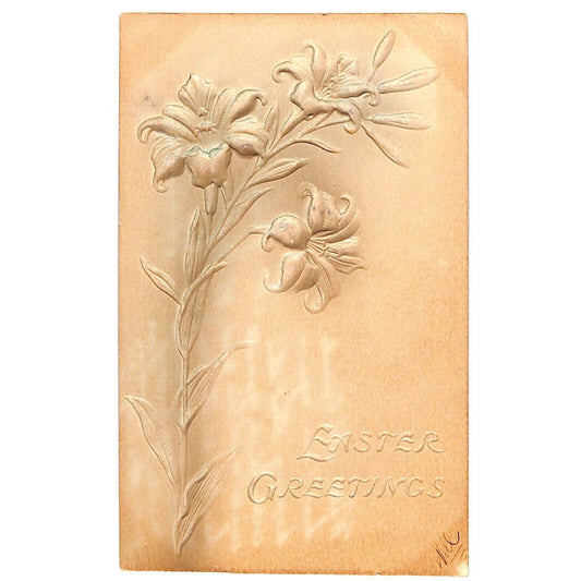 Easter Postcard "Easter Greetings" Floral High Relief Embossing Undivided c1906