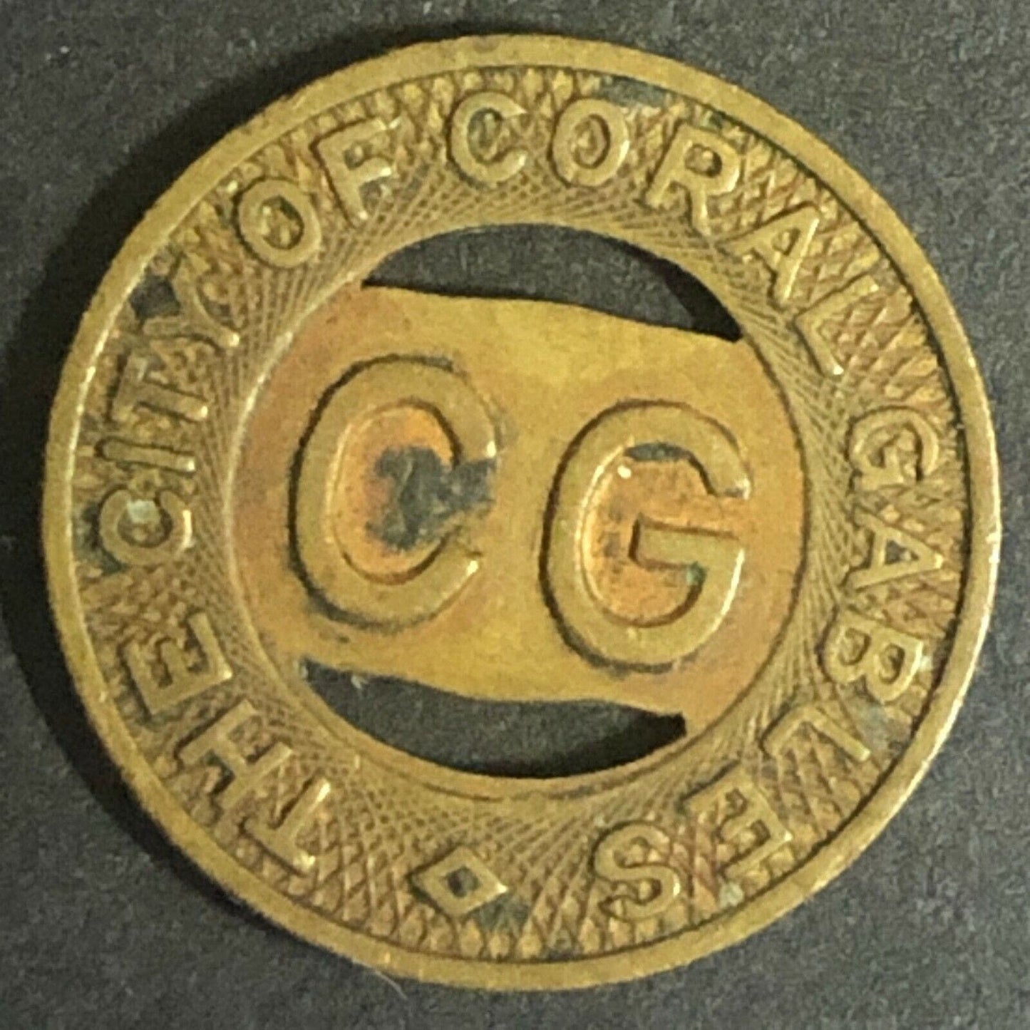 c1940's 16mm The City of Coral Gables Local or 1/2 Half Fare Interurban Token