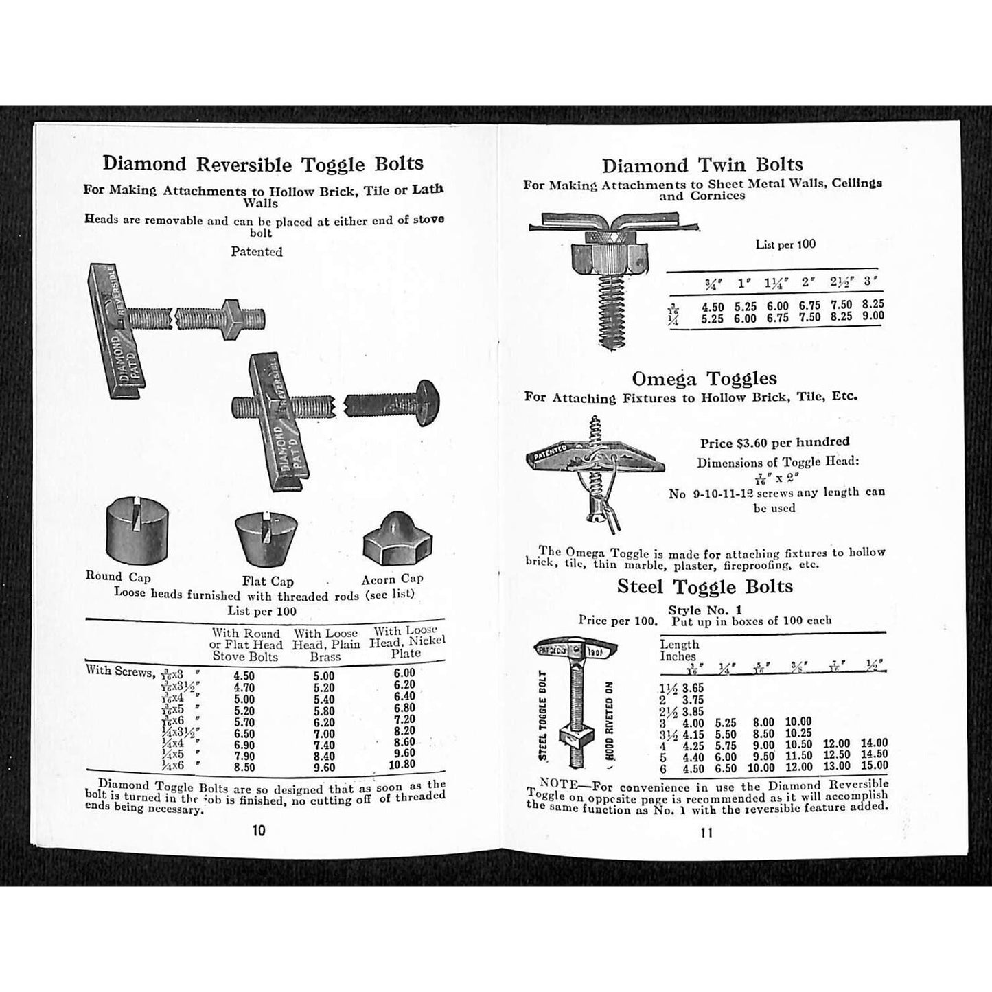 Diamond Expansion Bolt Co. Catalogue West & Cedar St NYC 16pp c1915-20's VGC