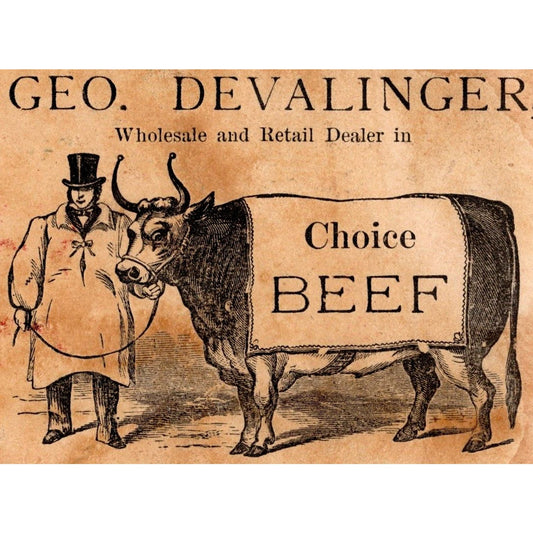 Geo. Devalinger Swift Beef Wilmington Victorian Trade Card Girl Dress Parasol