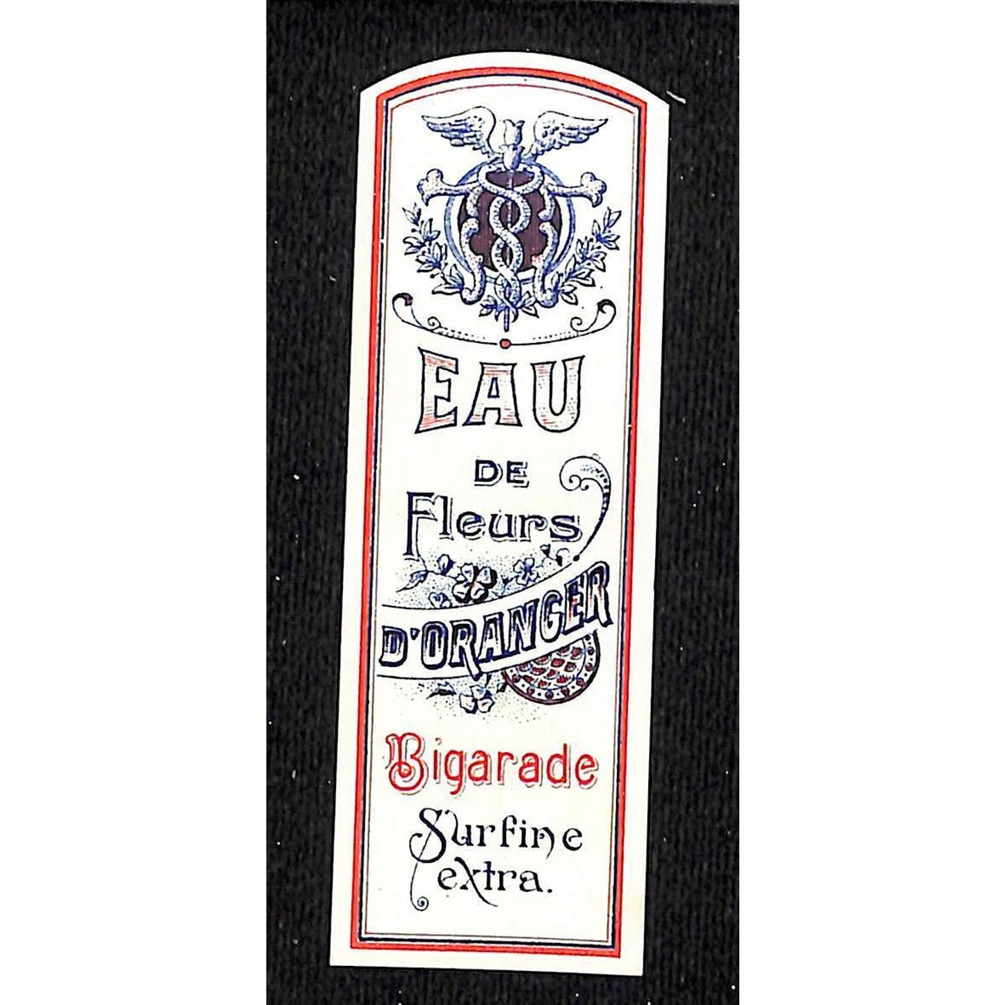 Eau de Fleurs D'Oranger Bigarade Surfine Vintage French Paper Label NOS VGC
