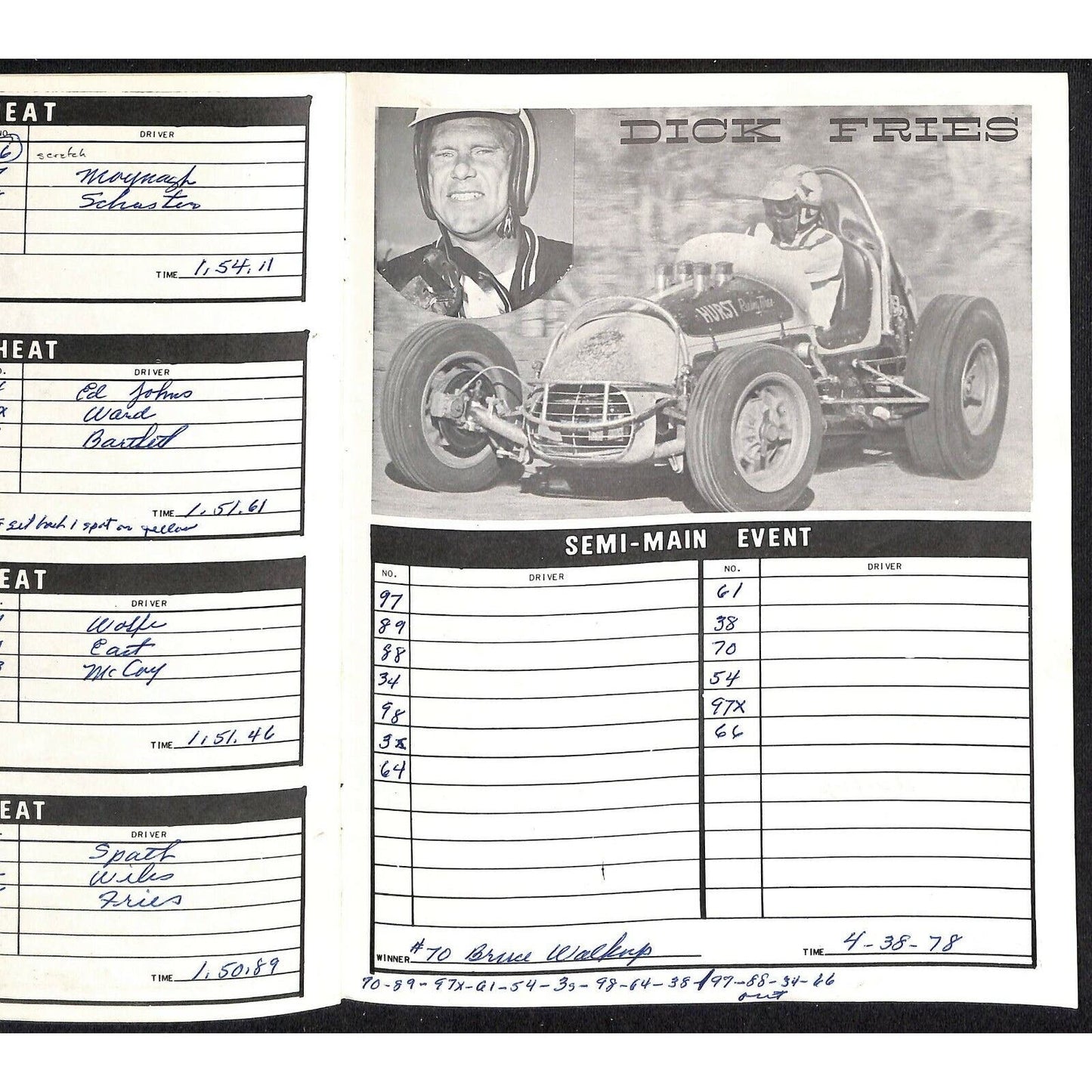 Scarce Aug 6 1966 Sprint Car Auto Racing CRA Program Whiteman Speedway 16pp.