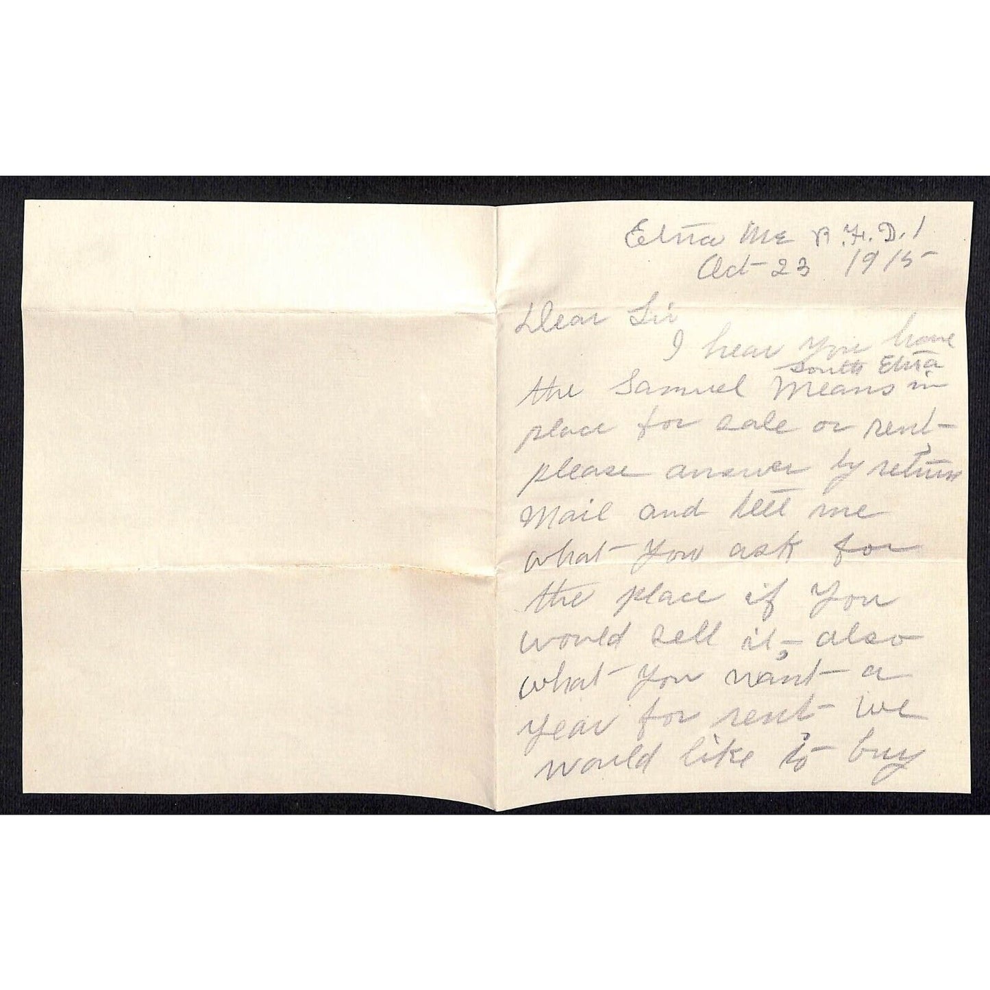 Newburgh ME Amos W. Knowlton* 1915 Rev. Wm. H. Mills ALS re: Real Estate
