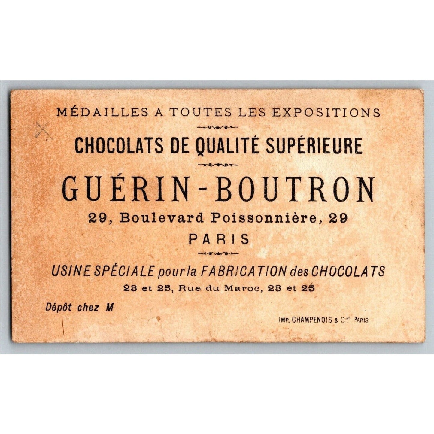 French Victorian Trade Card Chocolat Guerin-Boutron Girls Playing Outdoors Gilt