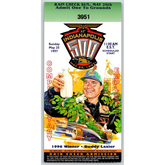 1998 Indianapolis 500 "Complementary Employee " Ticket Stub Racing IMS #3951