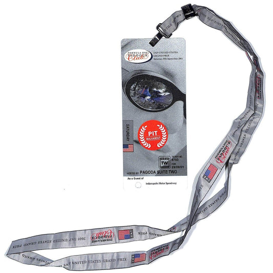 2001 SAP United Grand Prix Formula One Paddock Club Pass w/ Neck Strap IMS
