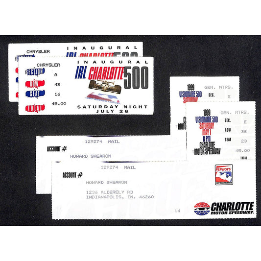 1997 Charlotte Motor Speedway IRL Inaugural 500 Ticket Stubs + 2 1998 Stubs