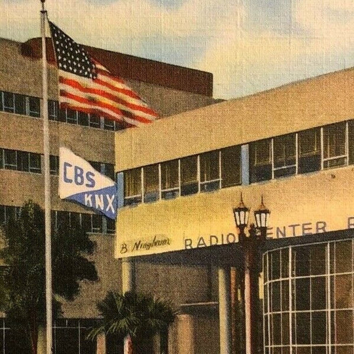 Vintage Linen Postcard - Columbia Square KNX CBS - Hollywood, CA