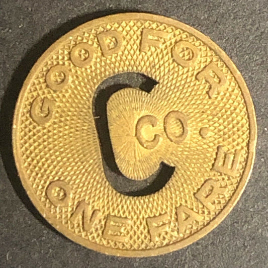 c1940-50's 16mm "The Connecticut Company" G/F One Fare Brass Transit Token