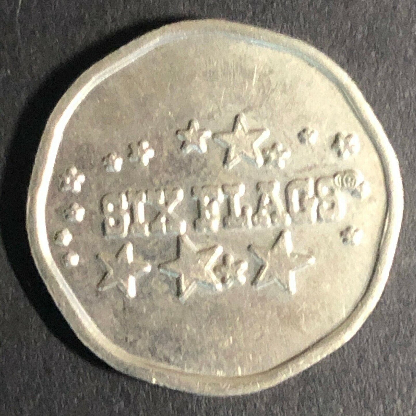 21.4mm Six Flags "Log Ride" Brass Token - Fauver Coll.