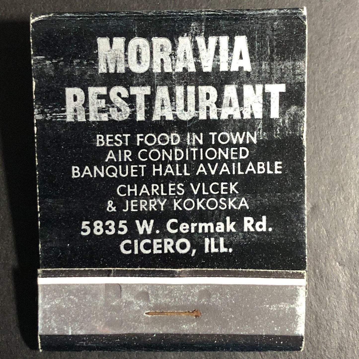 Moravia Restaurant Cicero, IL Full Matchbook c1960's Scarce