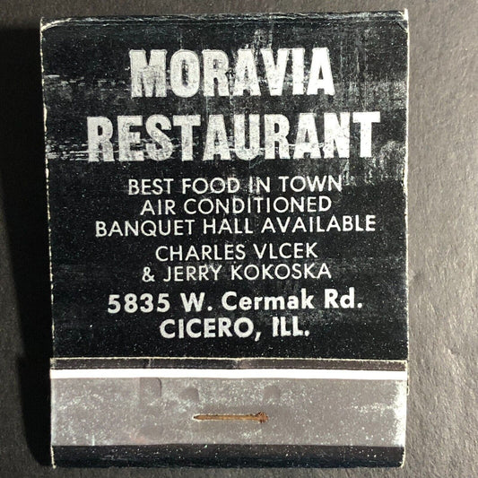 Moravia Restaurant Cicero, IL Full Matchbook c1960's Scarce