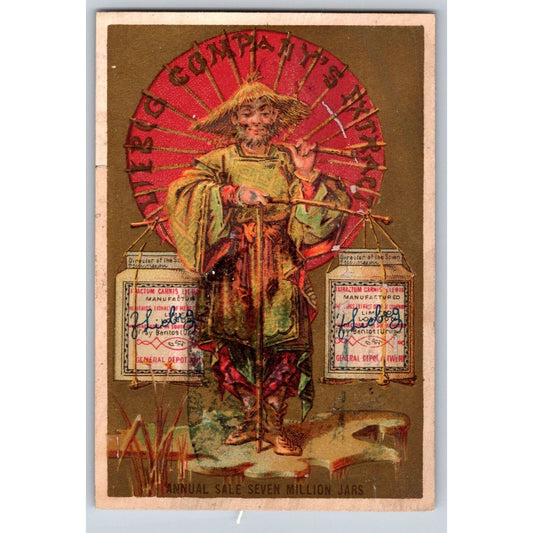 Asian Themed Victorian Trade Card Liebig Meat Extract Red Parasol / Wagasa ?