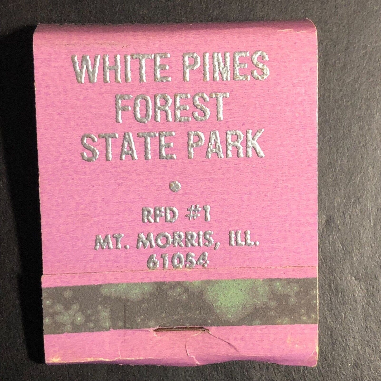 White Pines Forest State Park Mt. Morris, IL Full Matchbook c1968-73