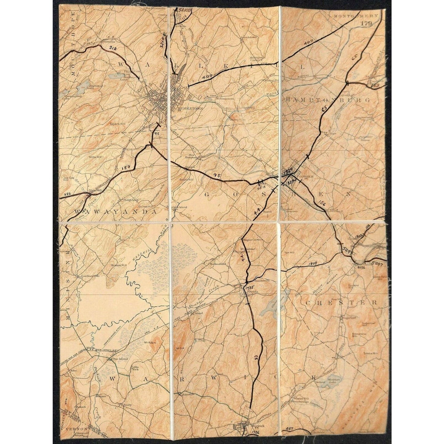 Vintage Official NY State Topographic Map Howells Chester Greycourt Goshen