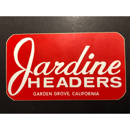 Jardine Headers Garden Grove, CA Auto Racing Sticker 2 1/4" x 4" c1970 VGC NOS
