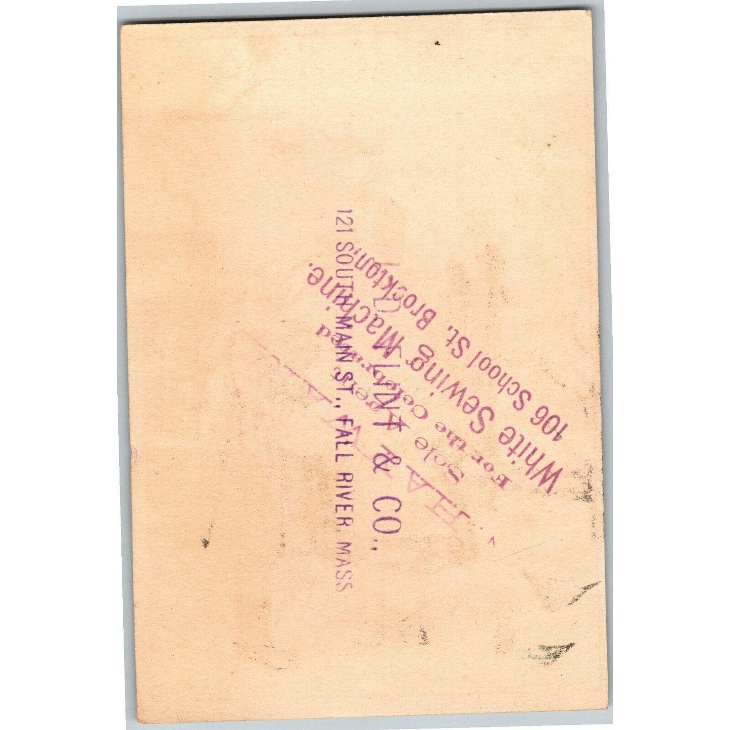 Victorian Trade Card - White Sewing Machine - Brockton, Fall River, MA - Fishing