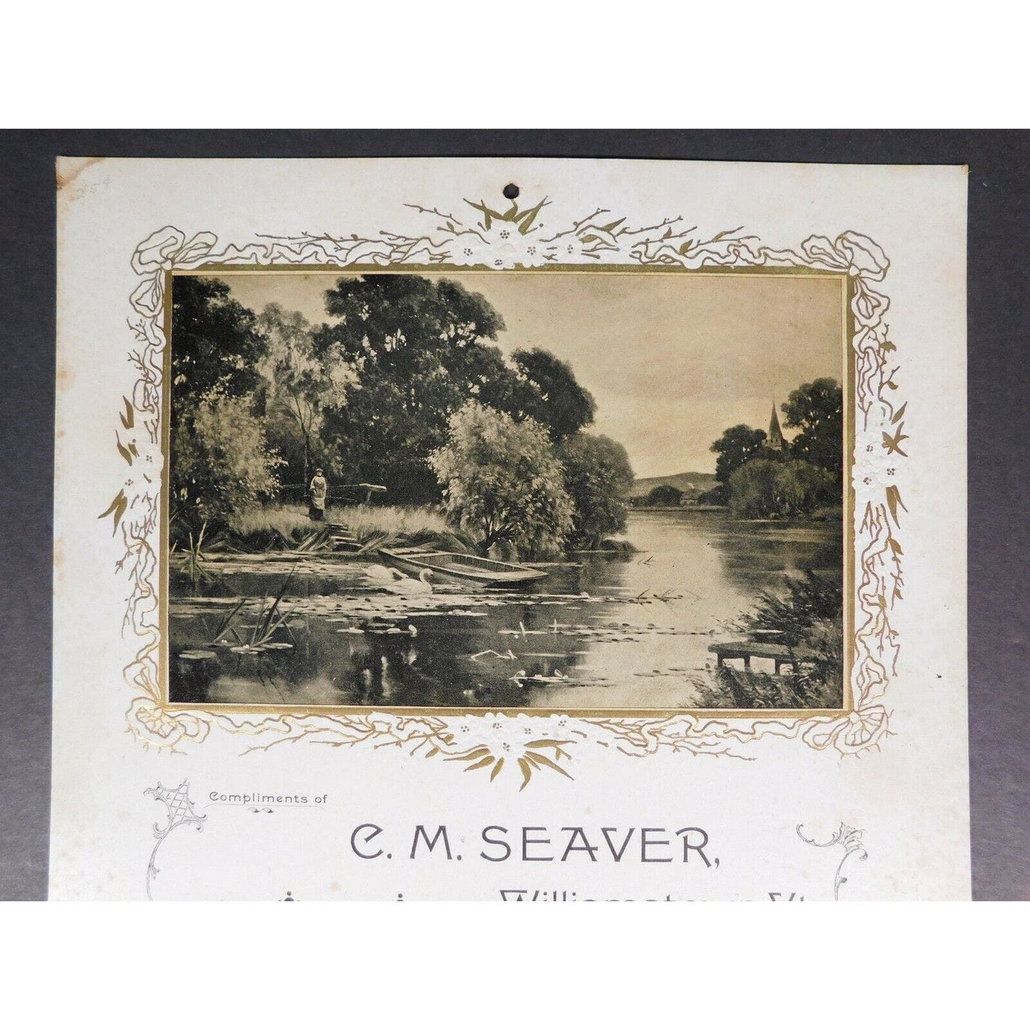 C. M. Seaver 1899 Calendar Williamstown Vermont - Stream Scene
