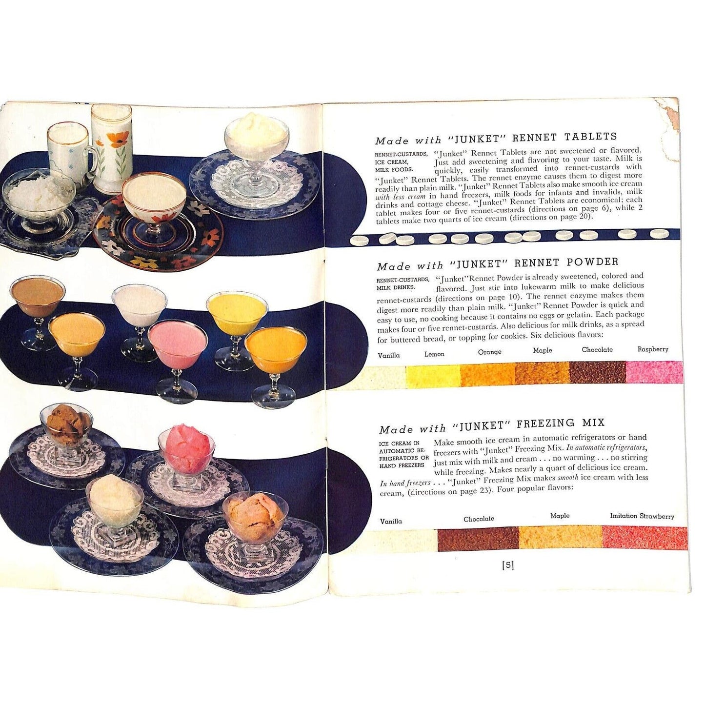 "The 'Junket' Folks" "121 Tested Recipes" Desserts Ice Cream Booklet 31pp 1940